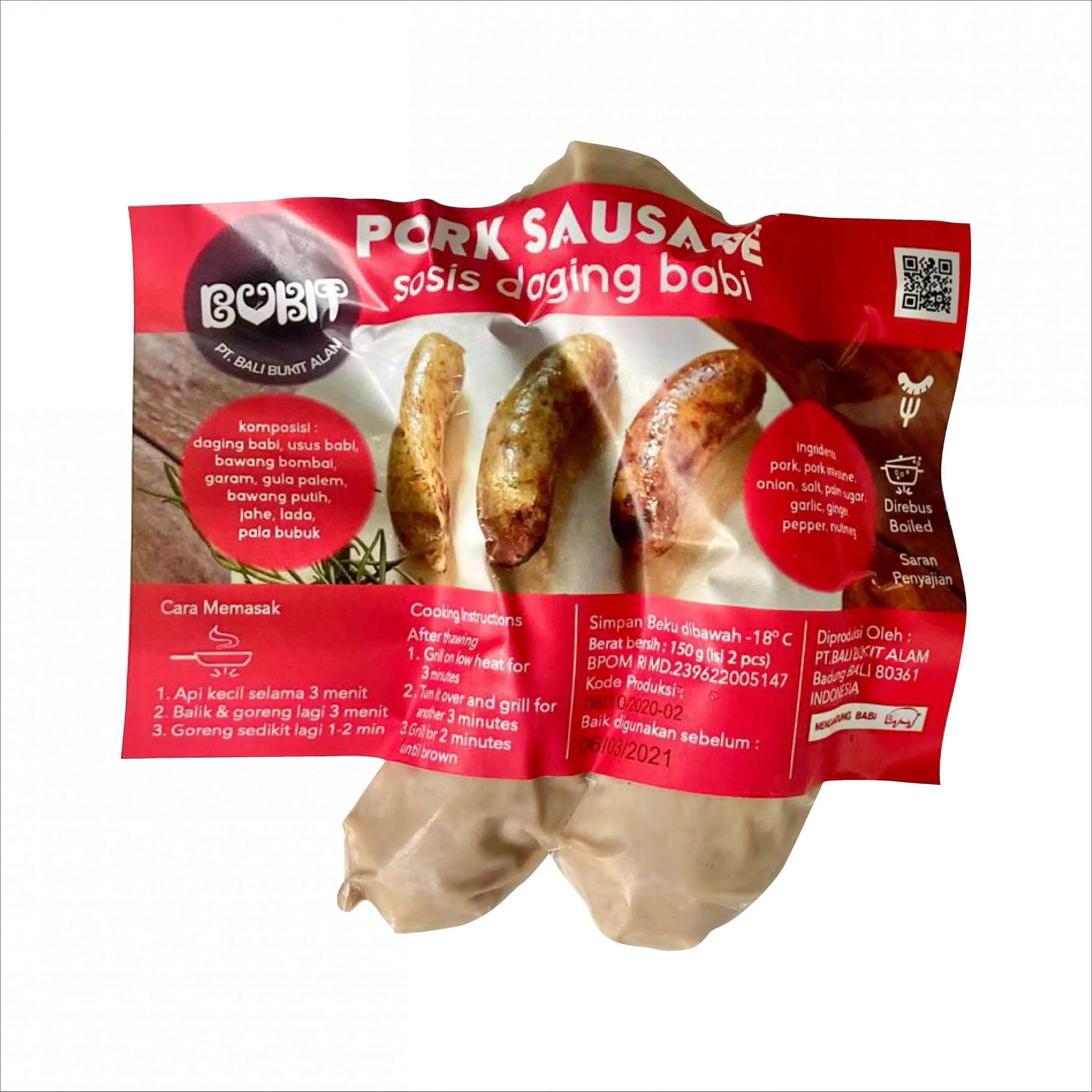 BKA Pork Sausage Original Organic 150g