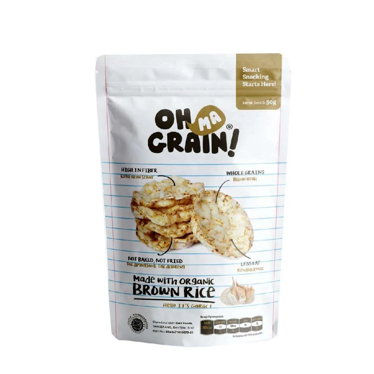 OMG Rice Crackers Garlic 50 g